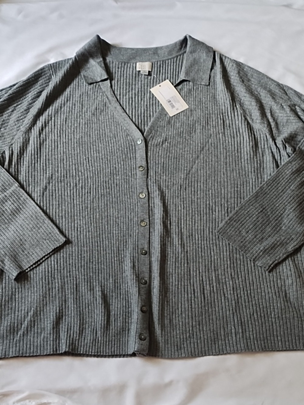 A New Day Collared, Ribbed Button Up Sweater - Picture 3 of 7